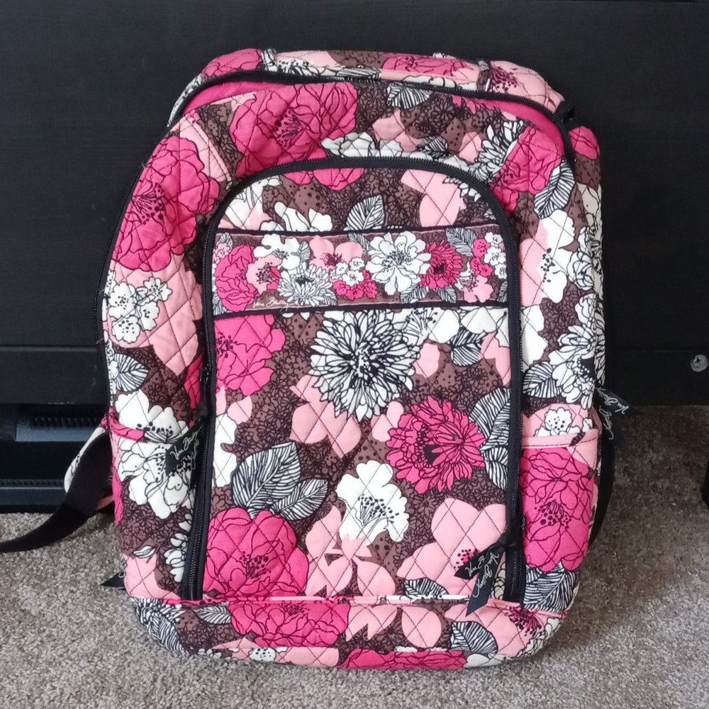 Vera Bradley Mocha Rose Laptop Tech Backpack